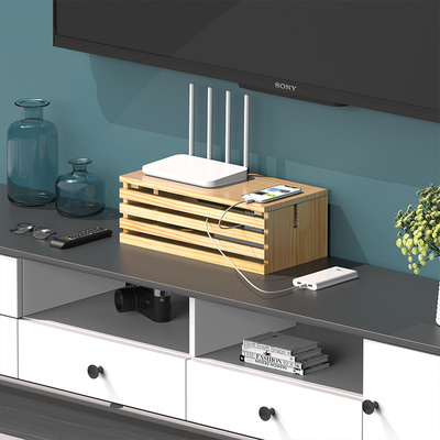 插板电线实木创意收纳盒