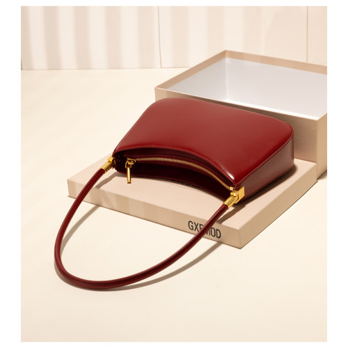 GXFMOD牛皮复古红色腋下包女结婚