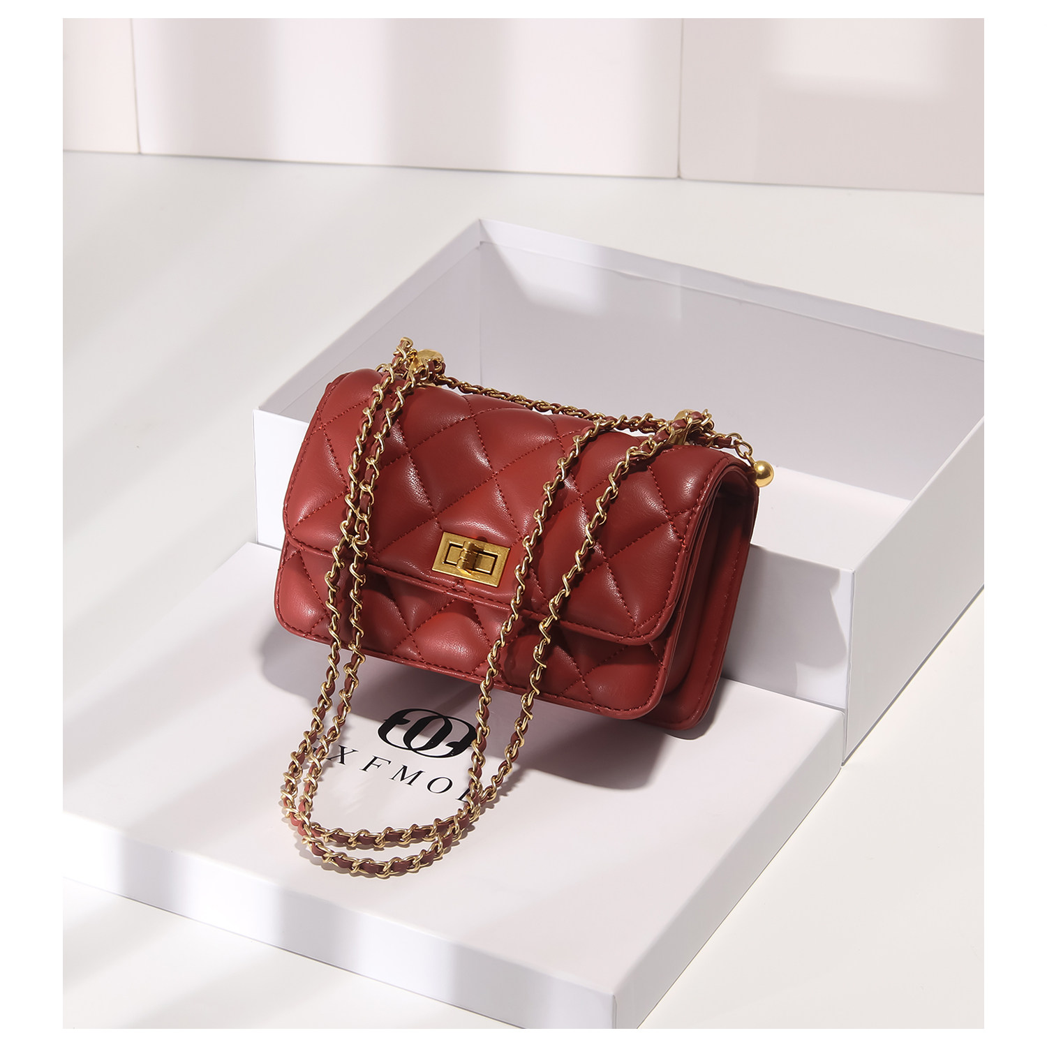 GXFMOD 新品ins链条红色本命年女包2025春夏奢新娘包单肩斜挎婚包,箱包皮具/热销女包/男包,小方包,淘宝优惠券,粉丝福利购,淘宝优惠卷
