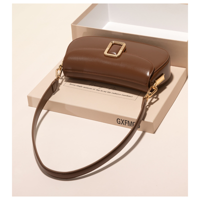 GXFMOD复古潮流法棍包牛皮腋下包
