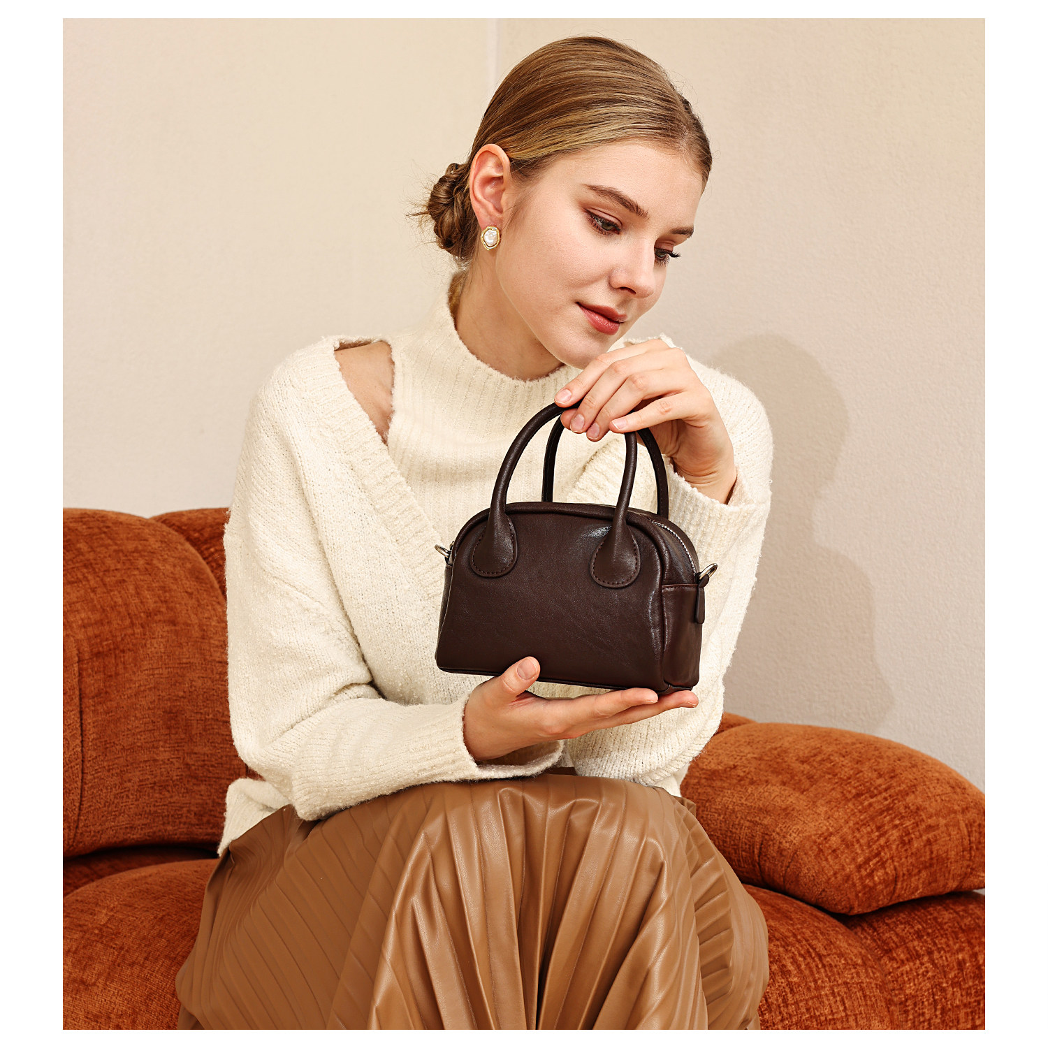 GXFMOD原创设计高级感头层牛皮小方包女2025新款复古简约斜挎包包,箱包皮具/热销女包/男包,小方包,淘宝优惠券,粉丝福利购,淘宝优惠卷