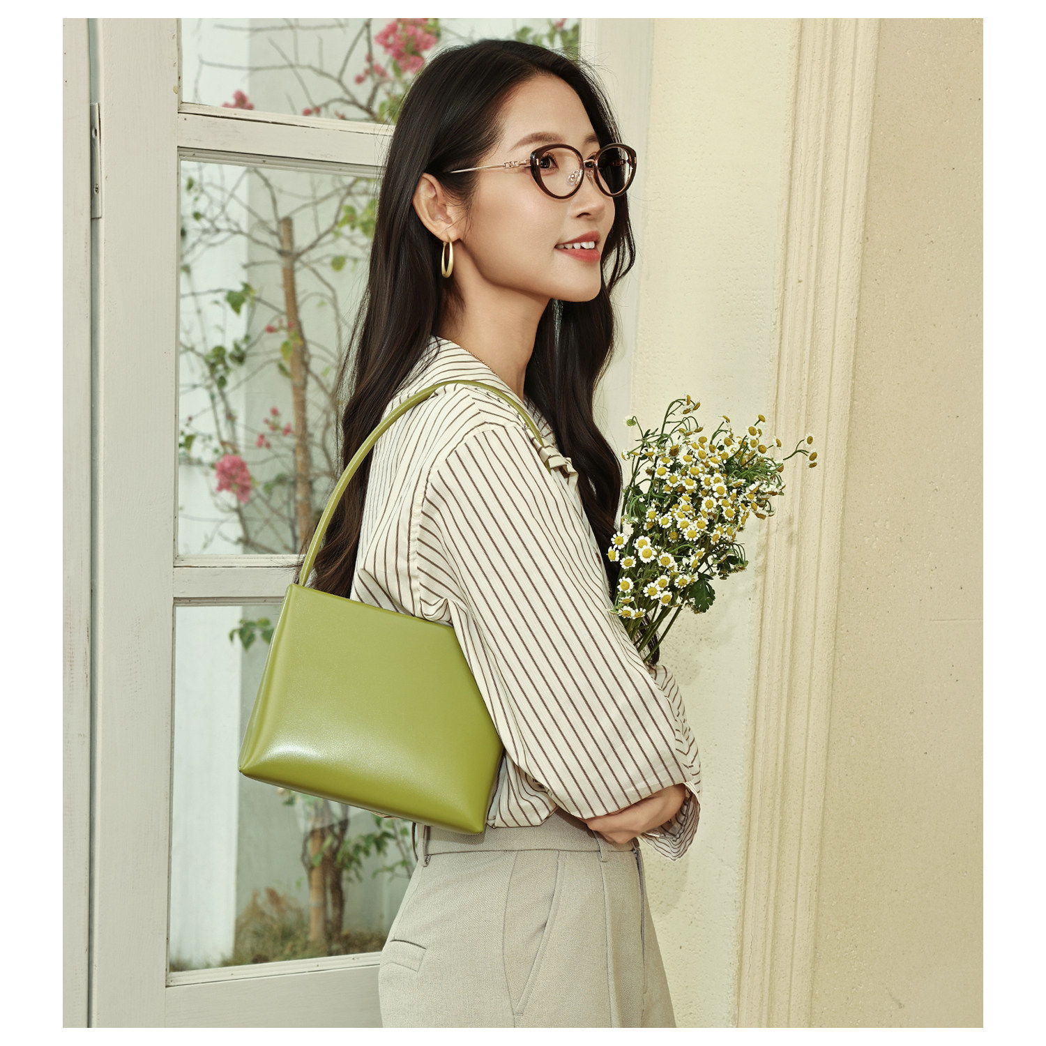 GXFMOD小众品牌法式真皮腋下包2026新款春通勤简约女包单肩法棍包