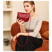 GXFMOD小众品牌头层牛皮马鞍包女2025新款 红色洋气高级感斜挎包包