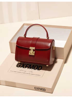 GXFMOD新款法式牛皮小方包精致女士手提包2026日常单肩斜挎红色包