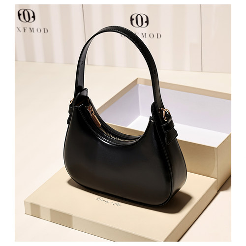 GXFMOD小众潮流真皮月牙包女2025早秋新款时尚简约单肩包斜挎包