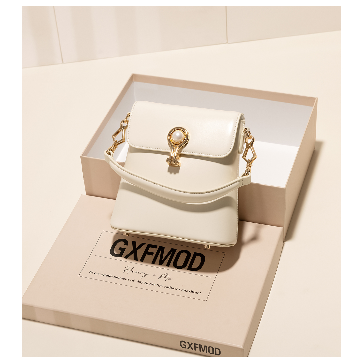 GXFMOD牛皮包水桶包手提包珍珠