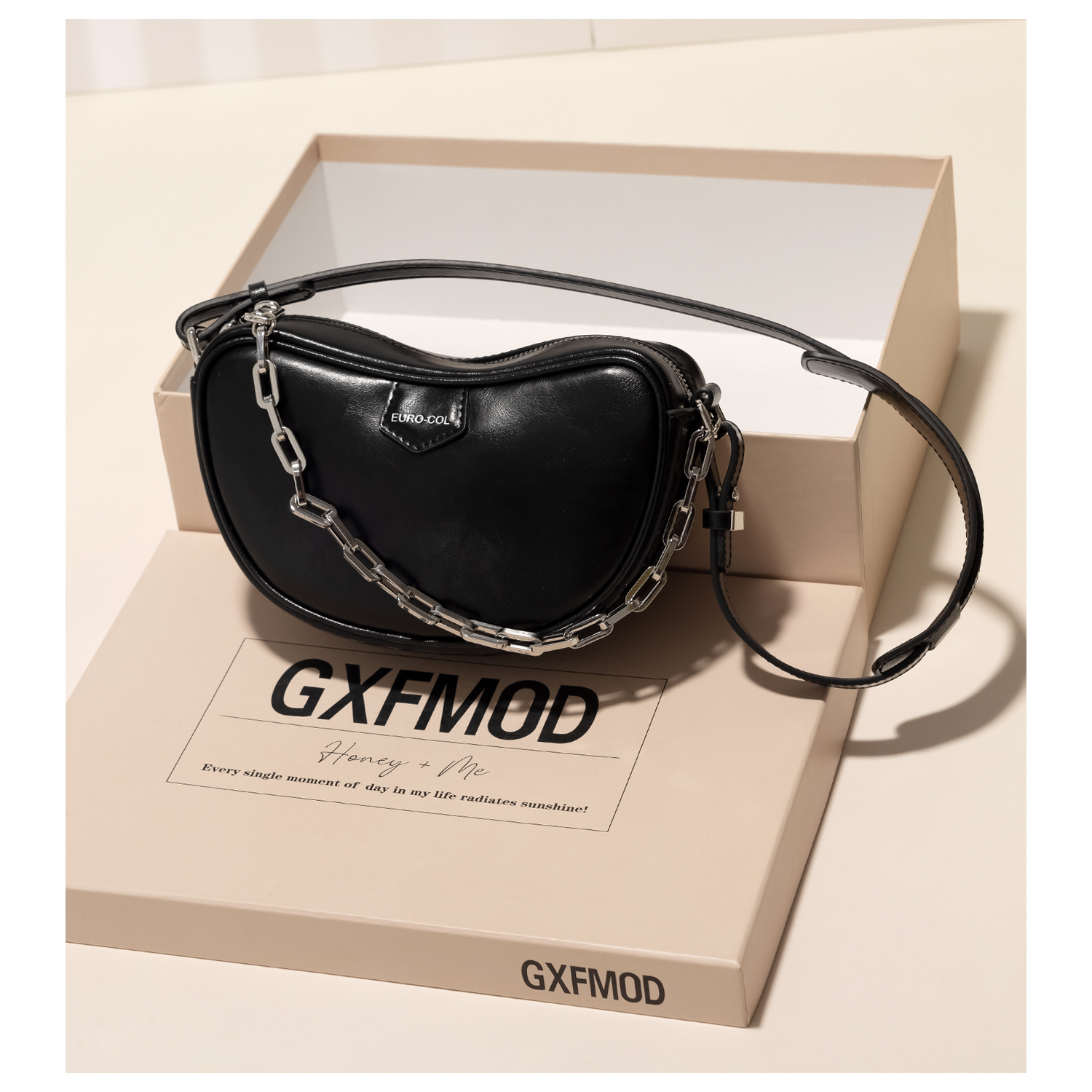 GXFMOD漆皮亮面马鞍包时尚单肩包