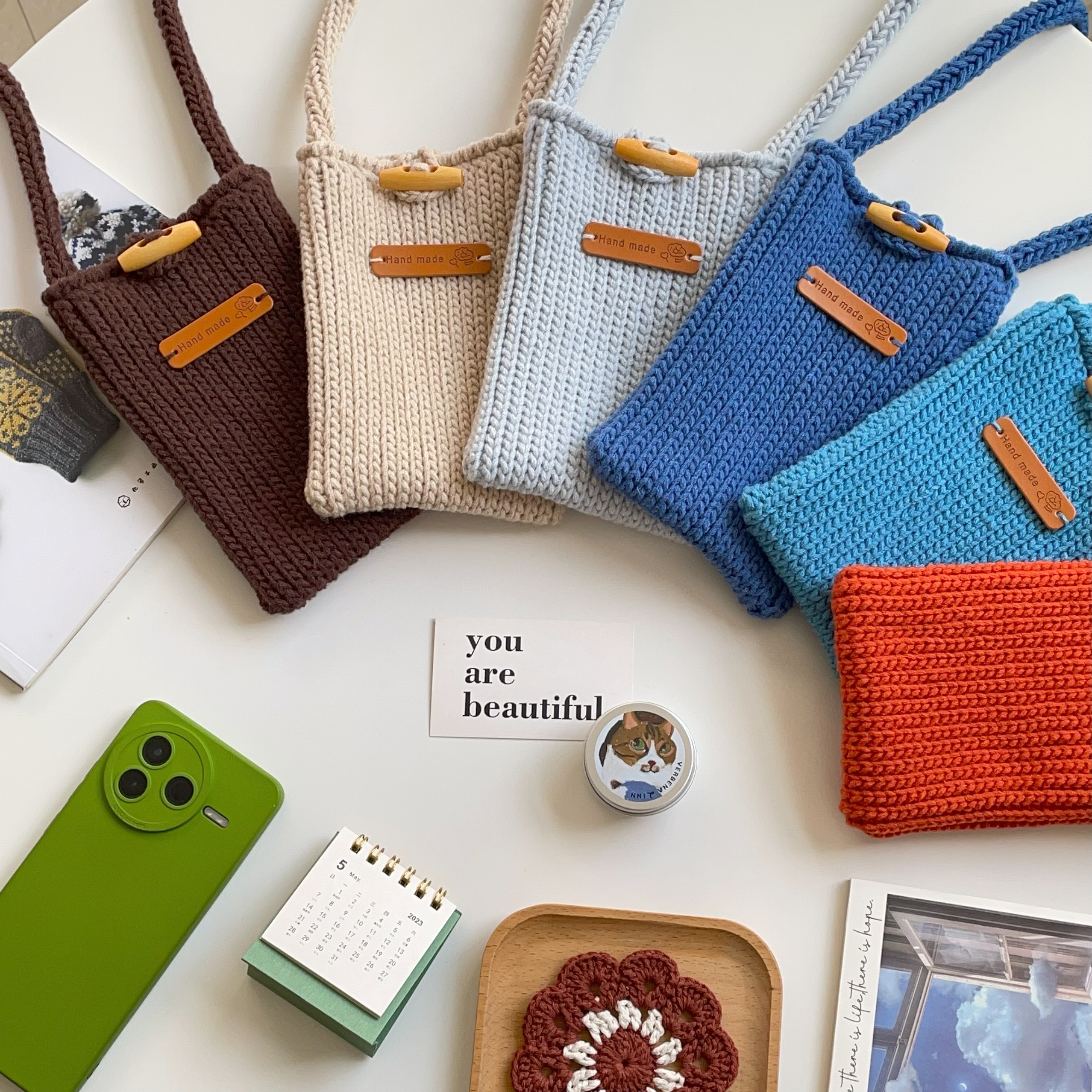 粗毛线钩针编织手机包diy材料包