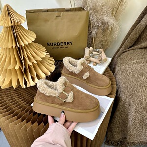 厚底雪地靴女款冬季加绒美拉德乐福棉鞋2023新款一脚蹬复古勃肯鞋