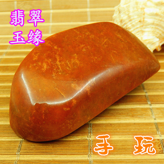 细糯老坑种帝皇红满色翡翠厚桩手把玩毛货 玉原石A货抛光明料