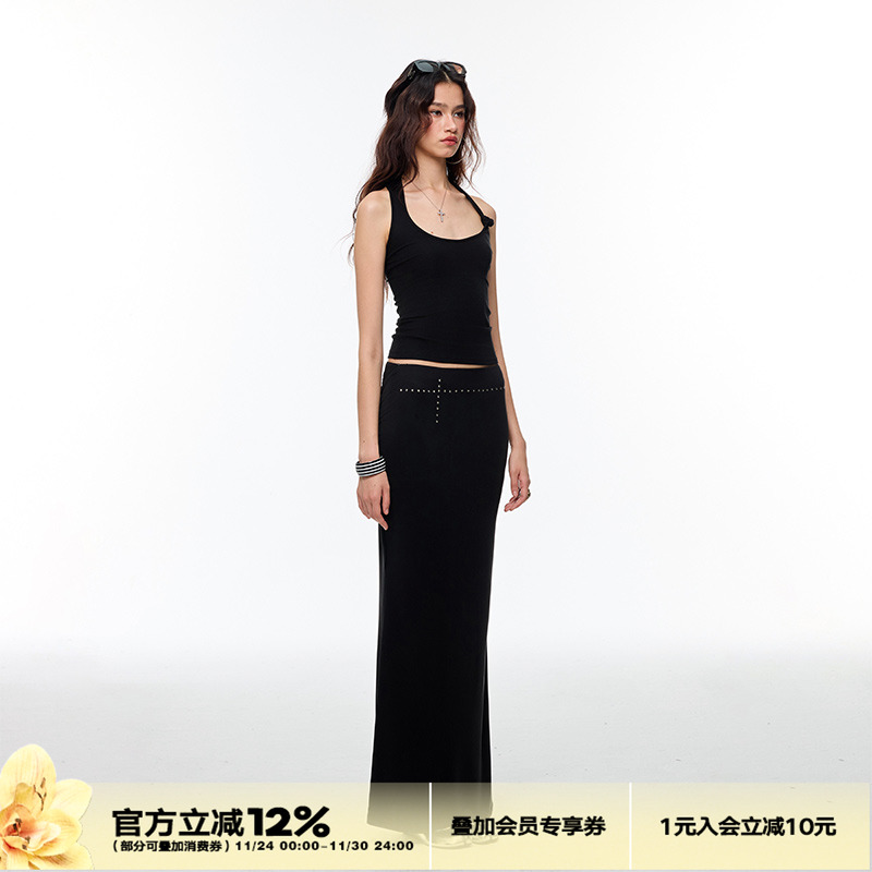 4muggle十字架绑带折角半身裙女