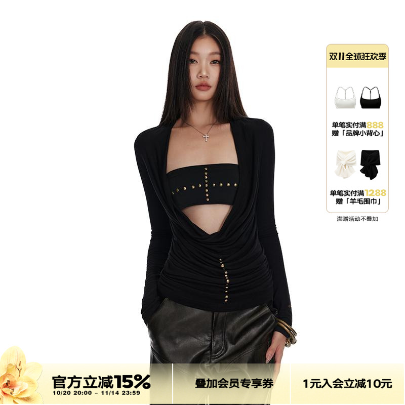 4muggle羊毛混纺抹胸针织罩衫