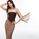 沙丘废土风网纱鱼骨胸衣连衣裙轻礼服 玫瑰叙诗 蒲言延同款