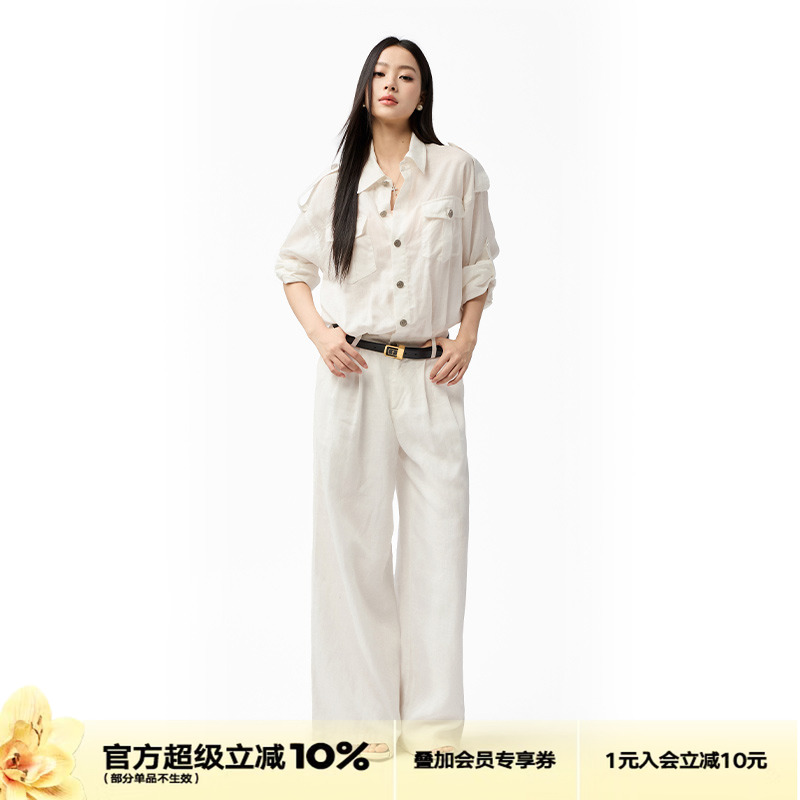 4muggle白色连体衣亚麻工装套装