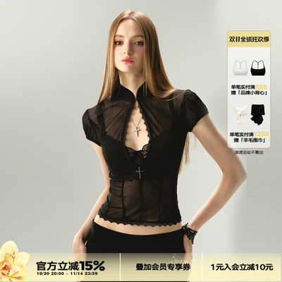 4muggle原创衬衣泡泡袖雪纺上衣