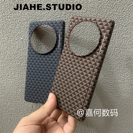 仿碳纤维纹凯夫拉纹理水贴几何三角形适用vivo X Fold5手机壳磁吸xfold3 pro硬壳带中轴商务男保护壳轻奢浮雕