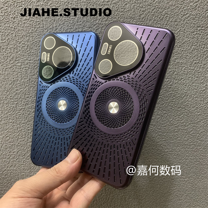 镂空散热磁吸适用华为Pura70pro+手机壳mate60pro硬壳mate70pro保护壳全包带镜头膜轻奢商务轻薄男新款简约潮