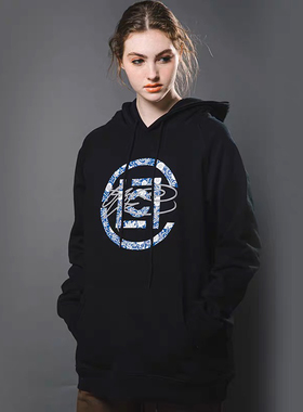 SSUR PLUS X CLOT青花瓷连帽卫衣男女抓绒帽衫美潮街头潮牌秋冬