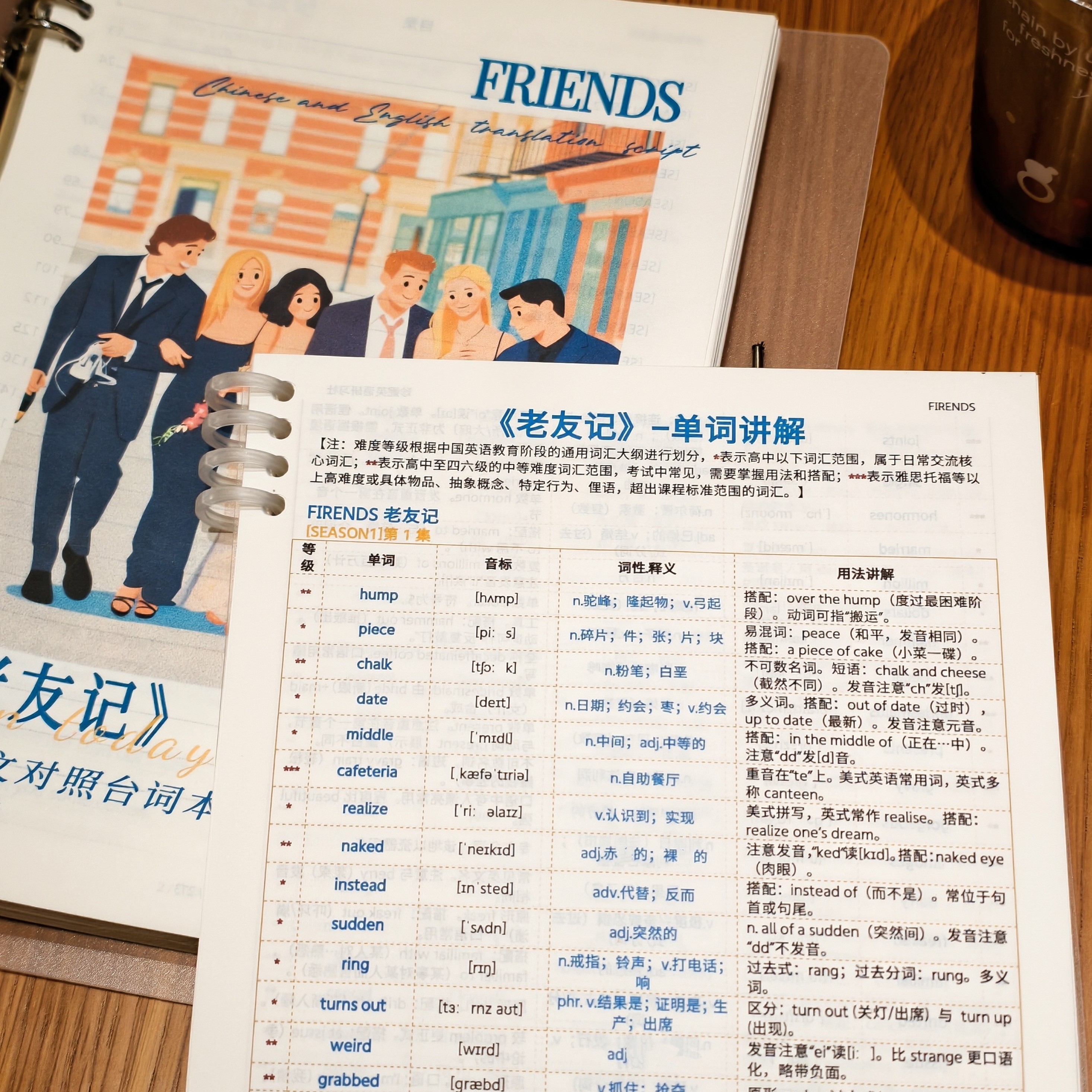 精编彩印老友记中英文对照台词本定制印刷纸质学习册单词表包邮