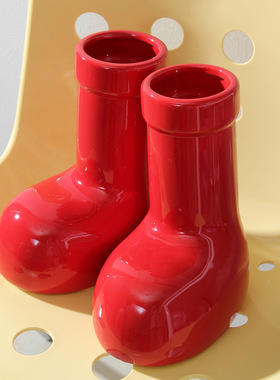 MOMO红鞋子陶瓷花级感ins风颜值红色插花简约摆件圣诞节礼物