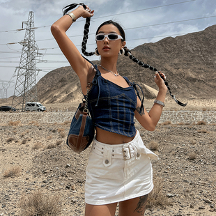 镭色Lazer高腰工装 包臀半身裙 宽腰带短裙显瘦紧身防走光带安全裤