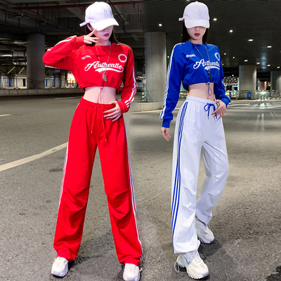 秋冬时尚杠条运动跳舞练功演出服