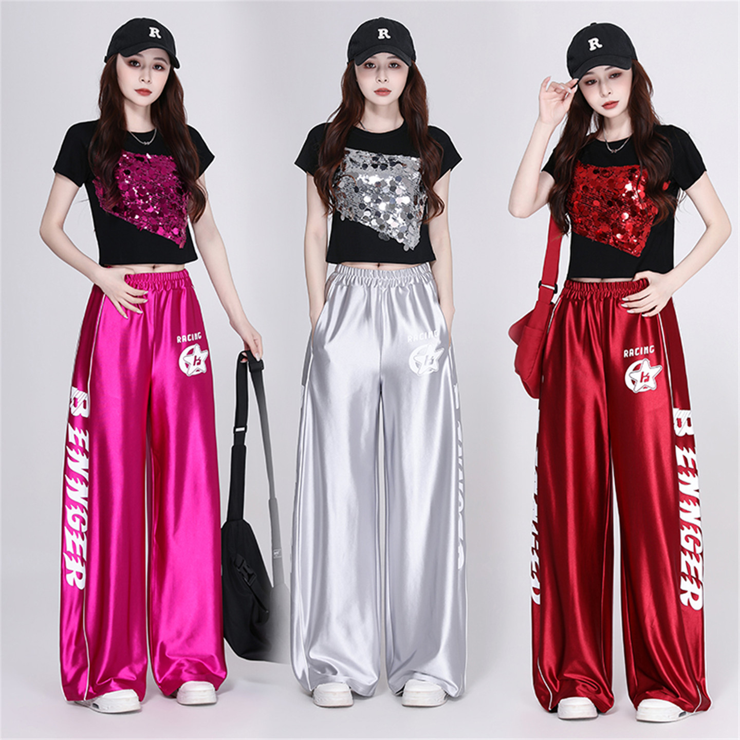 夏季亮片露脐女爵士舞演出套装图片