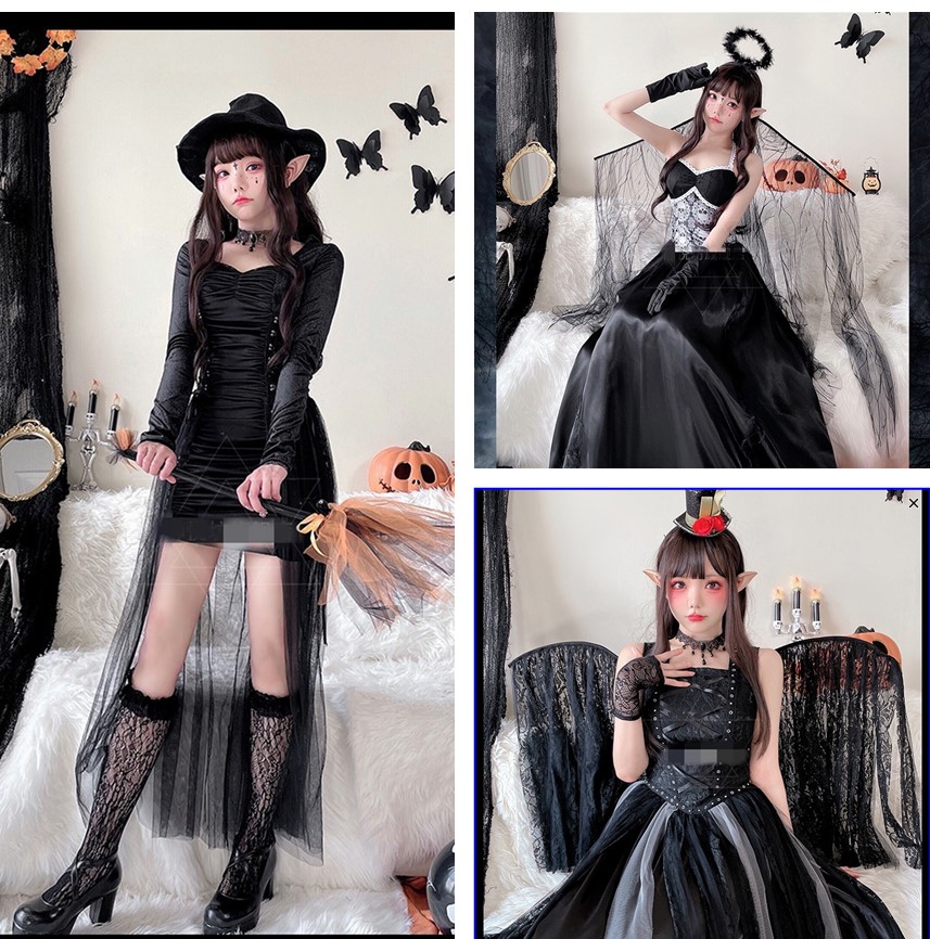 万圣节服装成人女僵尸鬼新娘长裙暗黑吸血鬼魔法师女巫恶魔长袍裙