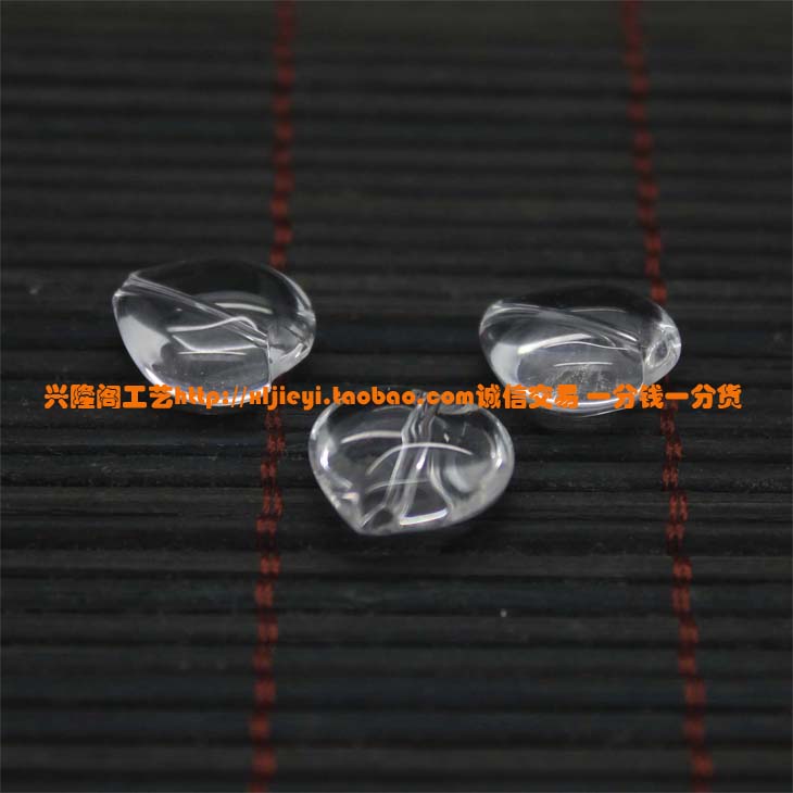 DIY饰品配件3A天然水晶半宝石白水晶光面心形直孔水晶白水晶5*8