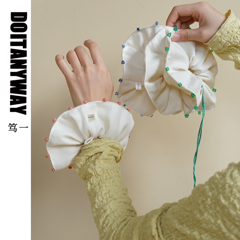 DOITANYWAY笃一串珠大肠盘发圈头绳高端真丝高级感韩2025新款原创