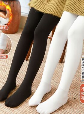 女童连裤袜秋冬款加厚儿童舞蹈袜白色加绒打底裤跳舞春秋宝宝中厚