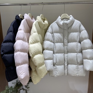 2025冬季新款云朵泡芙羽绒服女中长款90白鸭绒加厚廓形面包服外套