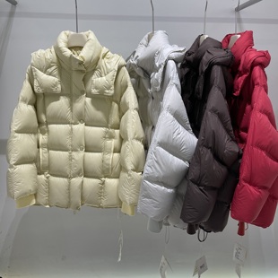 欧货2025新款云朵泡芙羽绒服女中长款新国标90绒豆腐块保暖外套冬