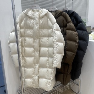 欧货冬季新款高端羽绒服女中长款泡芙轻盈饱满90白鸭绒面包服外套