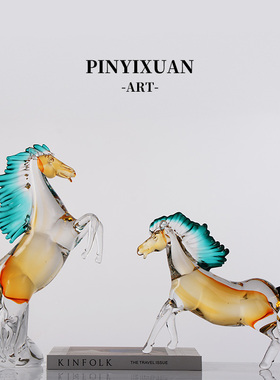 一马当先轻奢高级感琉璃生肖摆件