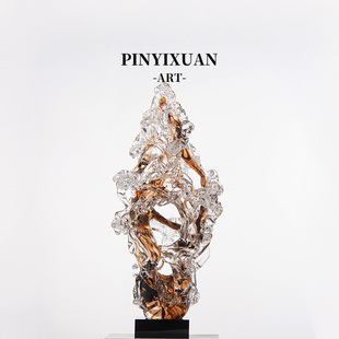 品一轩太湖石轻奢简约高级感琉璃摆件玄关入门处商业空间送礼摆件