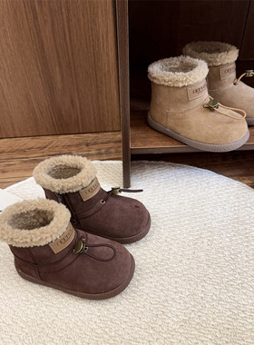 25591女童宝宝雪地靴2025冬季儿童1-3岁羊羔毛磨砂皮加绒加厚棉靴