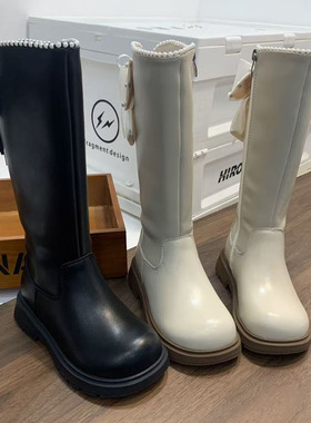 65658女童靴子2025冬季女孩公主长筒靴加绒二棉中大童洋气高筒靴