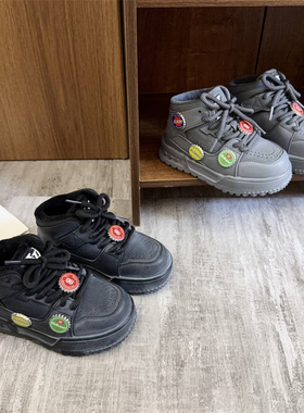 11635儿童时尚高帮加绒板鞋2025冬季男女童韩版保超酷暖跑步鞋潮