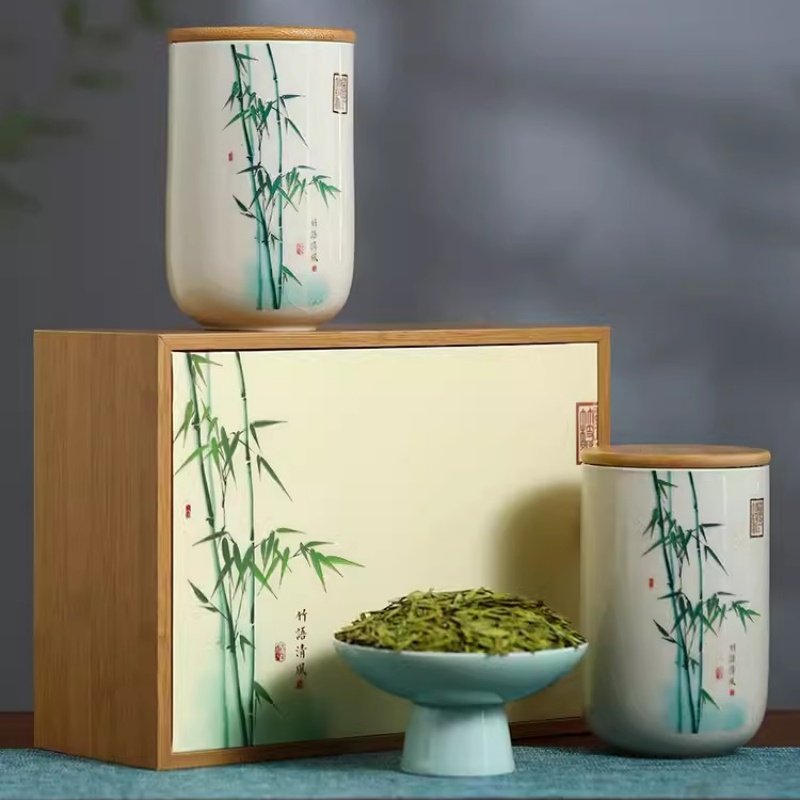 2025正宗龙井茶新茶豆香绿茶明前高档春茶送礼茶叶瓷罐礼盒装茶礼