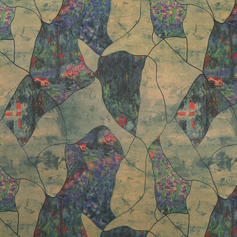 40姆米重绉香云纱睡莲印花提花旗袍连衣裙新中式布料真丝丝绸面料