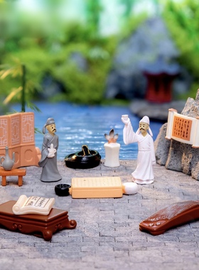 微景观创意古风诗书李白娃娃屋园艺造景 diy装饰品配件微缩小摆件