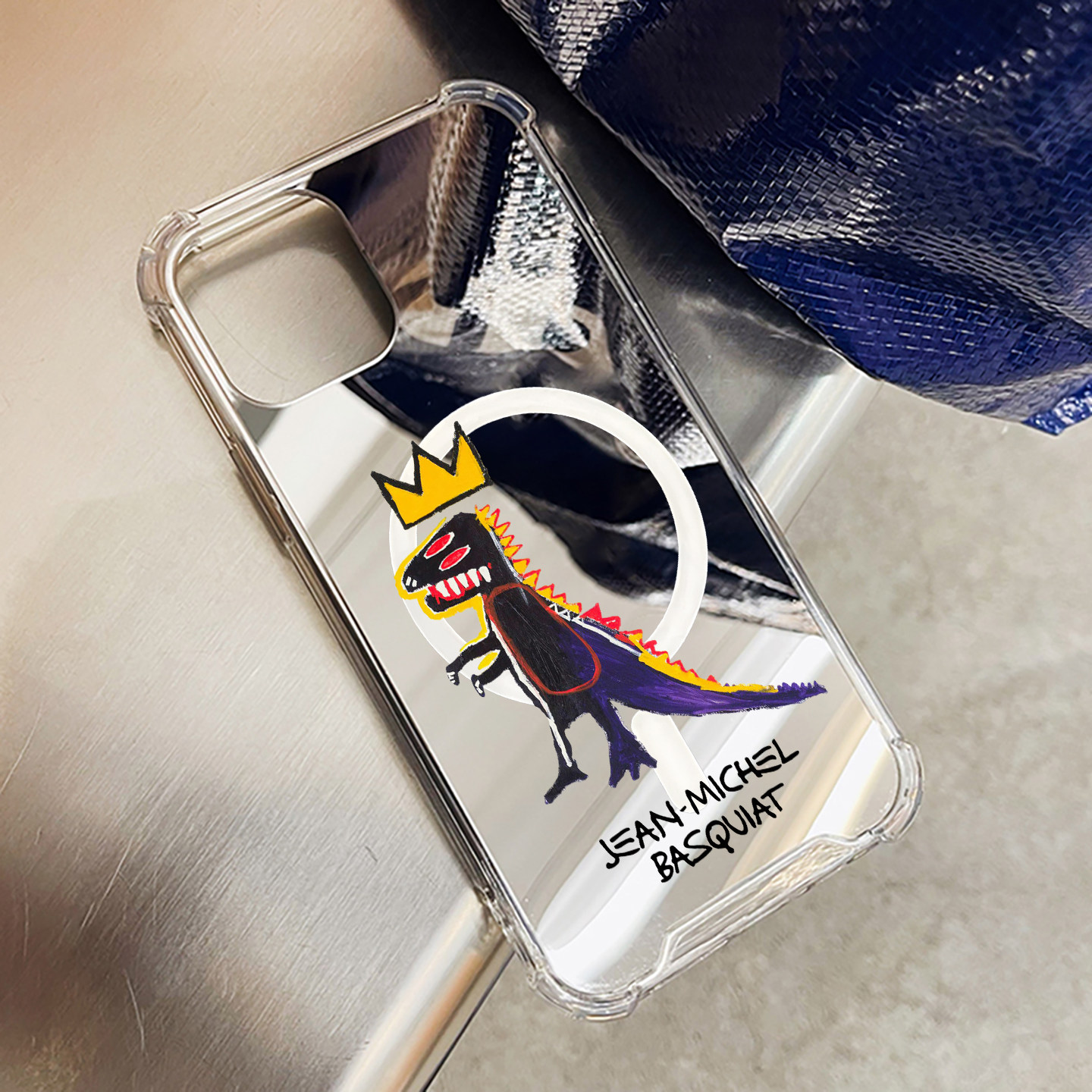 戴皇冠的小恐龙适用iPhone17苹果14磁吸手机壳15ProMax艺术16涂鸦13三星S24Ultra创意25镜子Pura70华为Mate40
