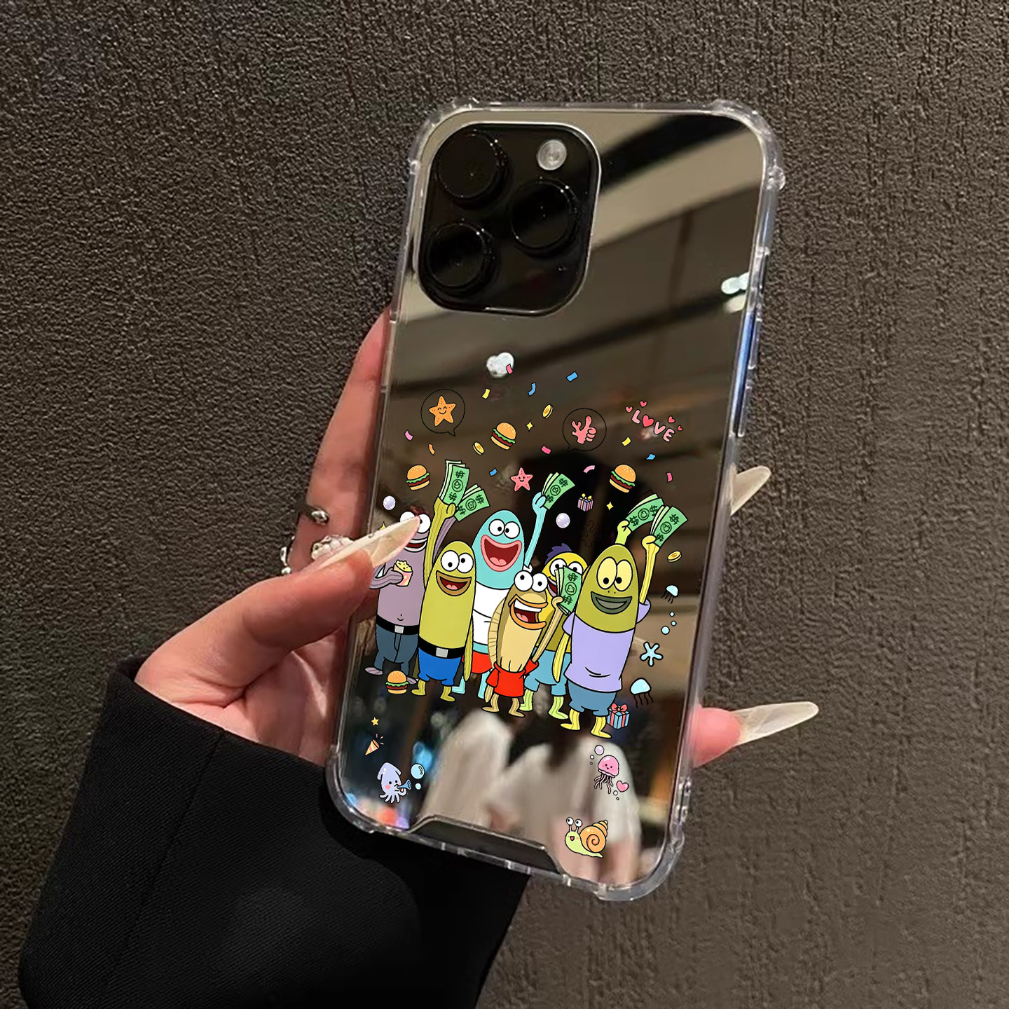 富有比奇堡丑鱼适用iPhone17苹果14手机壳15ProMax丑萌16e可爱13三星S24Ultra磁吸镜面Pura70华为Mate40Pro女