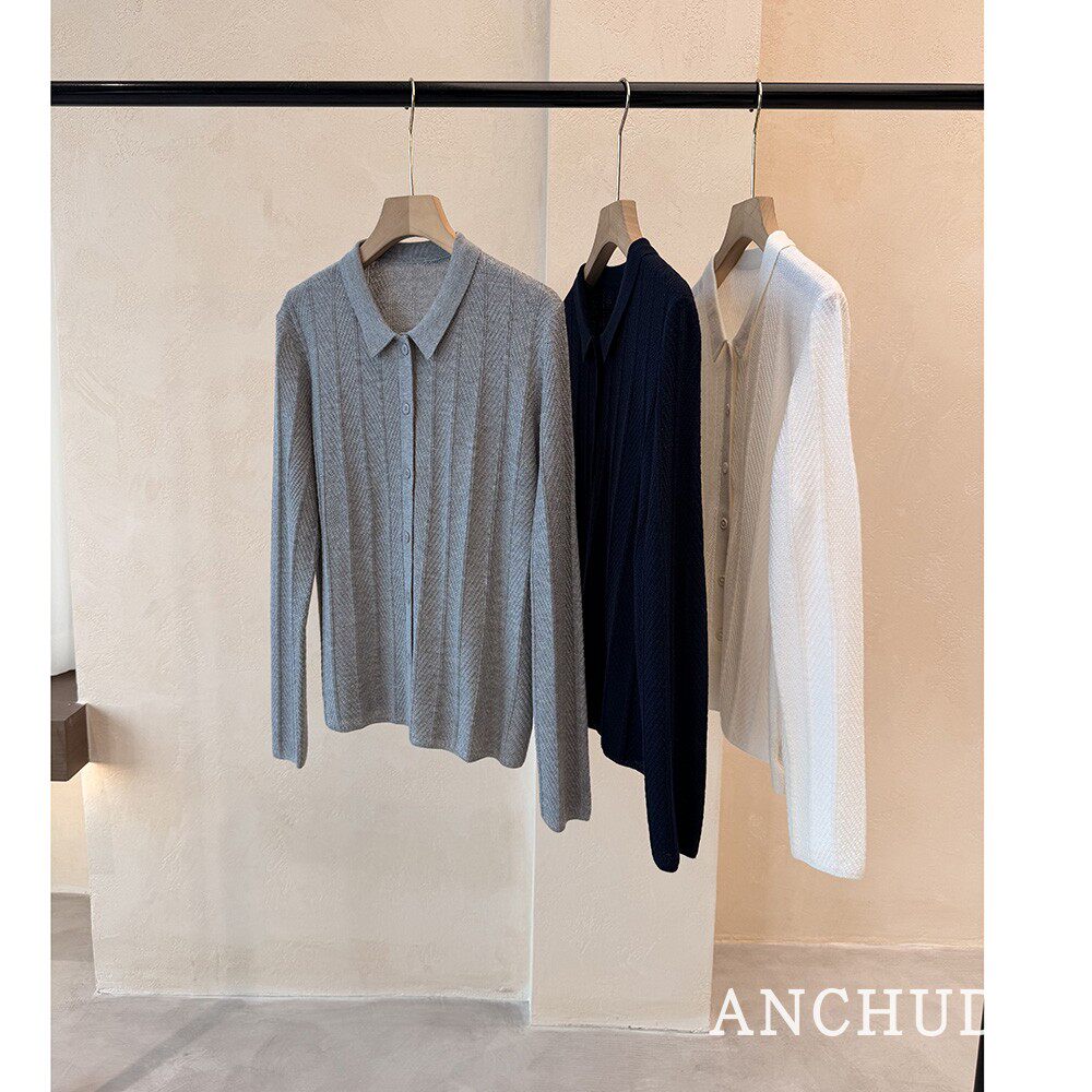 ANCHUDSS 法单小翻领！细腻绵羊毛 可单穿可叠搭针织衫羊毛小开衫