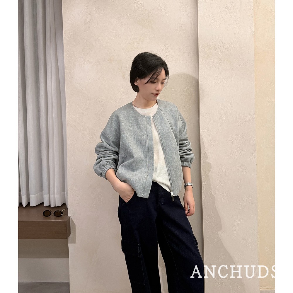 拉链立领棒球衫宽松廓形外套早秋