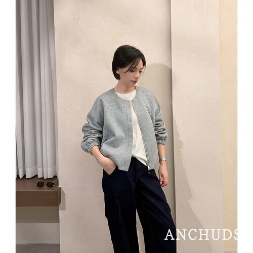 拉链立领棒球衫宽松廓形外套早秋
