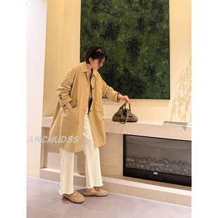 风衣外套 单排扣中长款 ANCHUDSS 气质卡其风衣