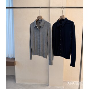 ANCHUDSS ROW家都市经典！棉翻领单排扣针织衫长袖秋冬