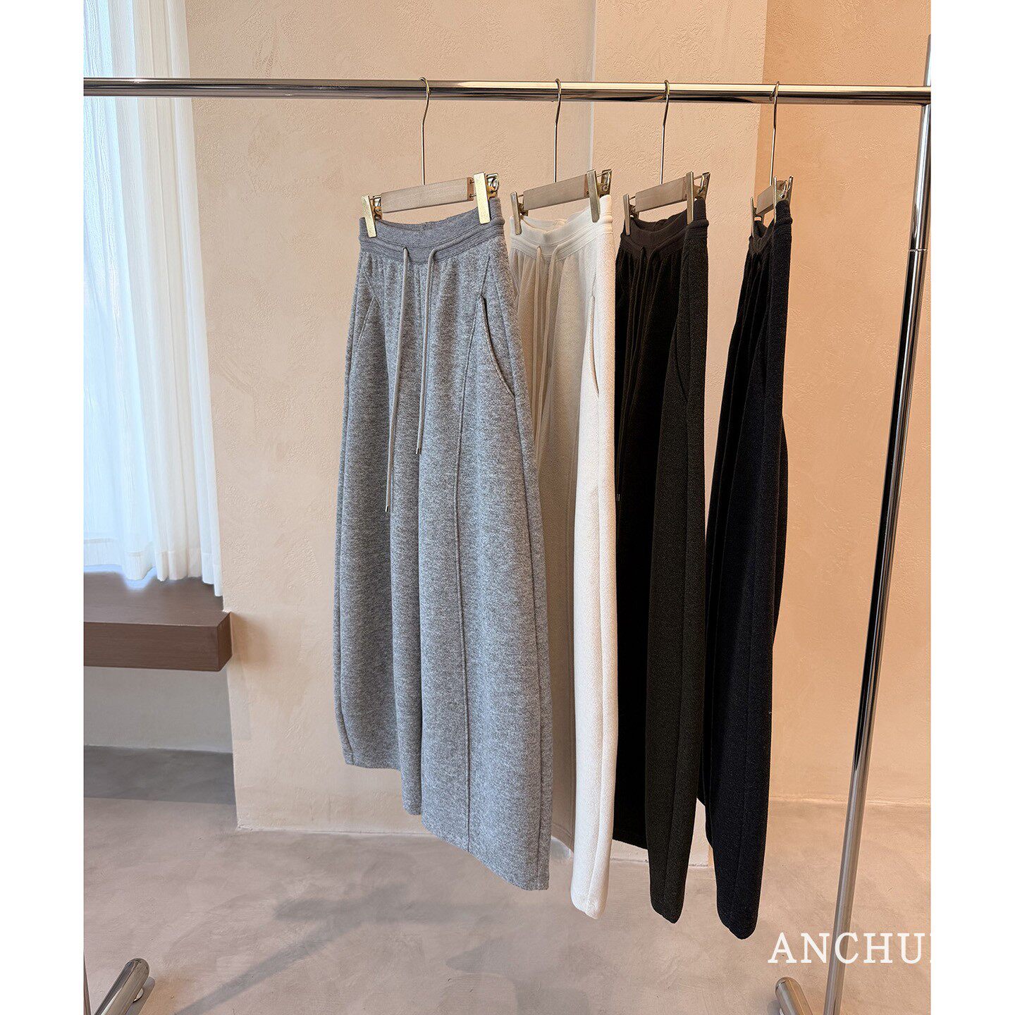 ANCHUDSS 宝藏弯刀裤！高腰显瘦绵羊毛加厚宽松休闲阔腿裤